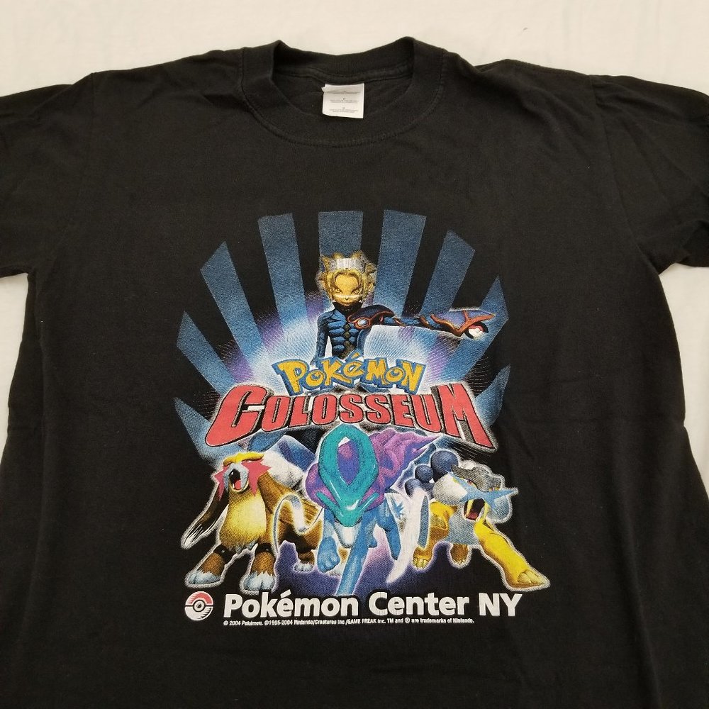 Vintage Pokemon Colosseum Video Game T Shirt Nintendo Gamecube Promo Black Small